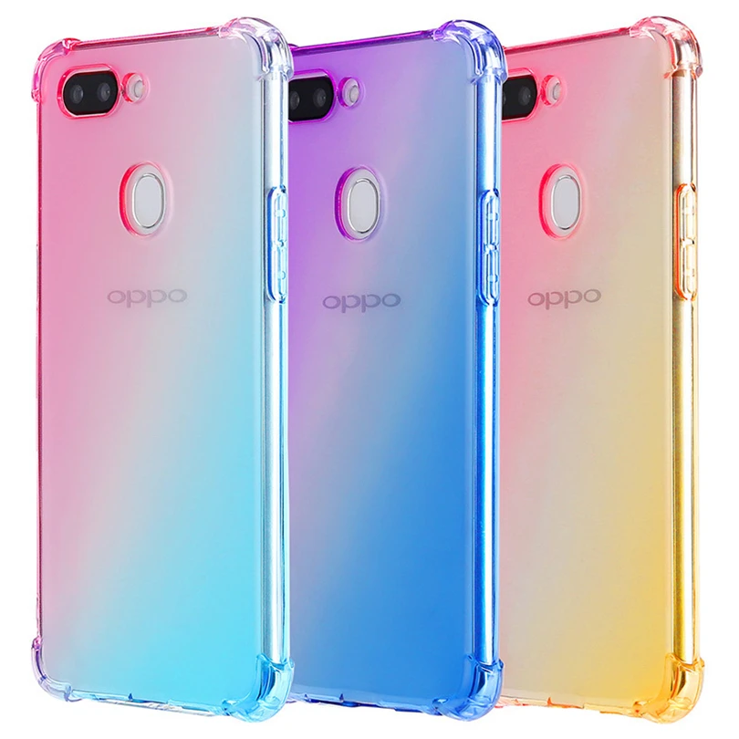 

Gradient Case For OPPO F11 A83 A79 A73 A59 Pro F9 F7 F5 A5 A3 Realme 3 Silicone Phone Case Shockproof Soft TPU Cover Back Shell