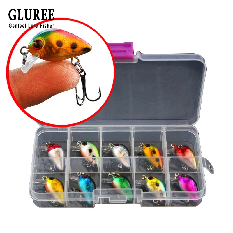 

GLUREE Mini Fishing Lures with Box Minnow Artificial Bait Hard Bait Wobblers Swimbait Fish Lure Set Fishing Tackle Mixed Colors