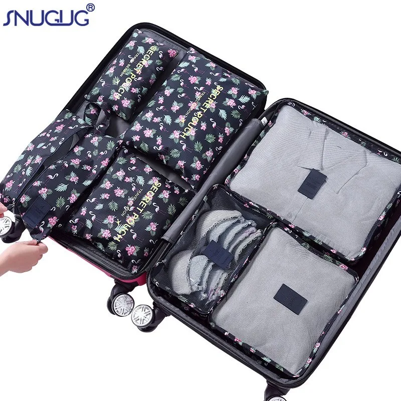 

2019 New 7PCS/Set High Quality Oxford Cloth Travel Mesh Bag In Bag Luggage Organizer Packing Cube Organiser for Clothing Shoes