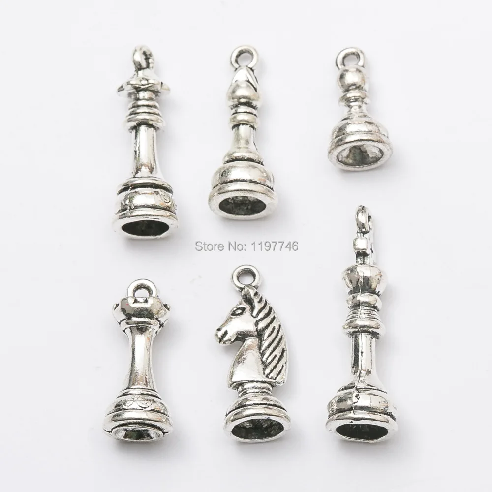 

Chess 10pcs fashion Antique Metal Zinc Alloy Symbol 3D International Chess Pendant Charms for DIY Jewelry Accessories Making