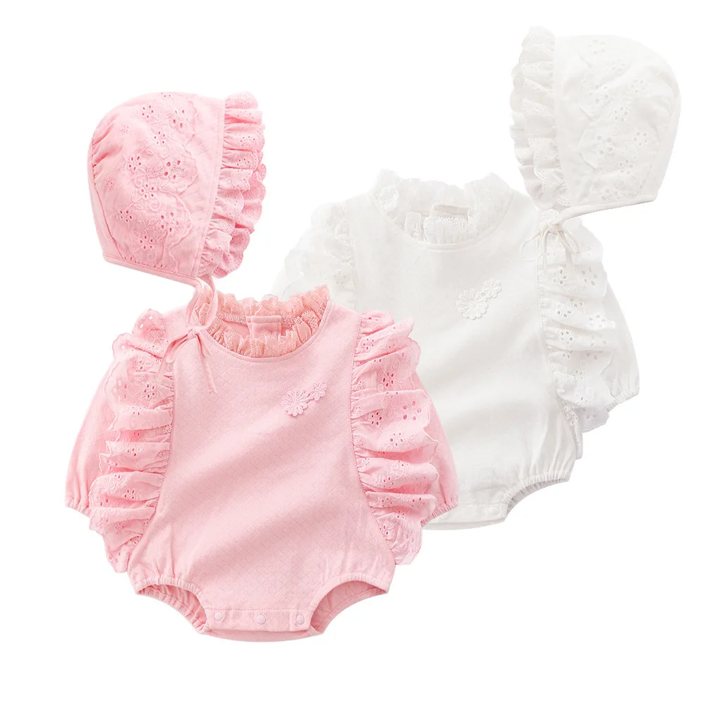 

Ruffles Long Sleeve Newborn Baby Girl Clothes Outfits Infant Girls Jumpsuit Clothing Sets Bodysuits + Hats Autumn