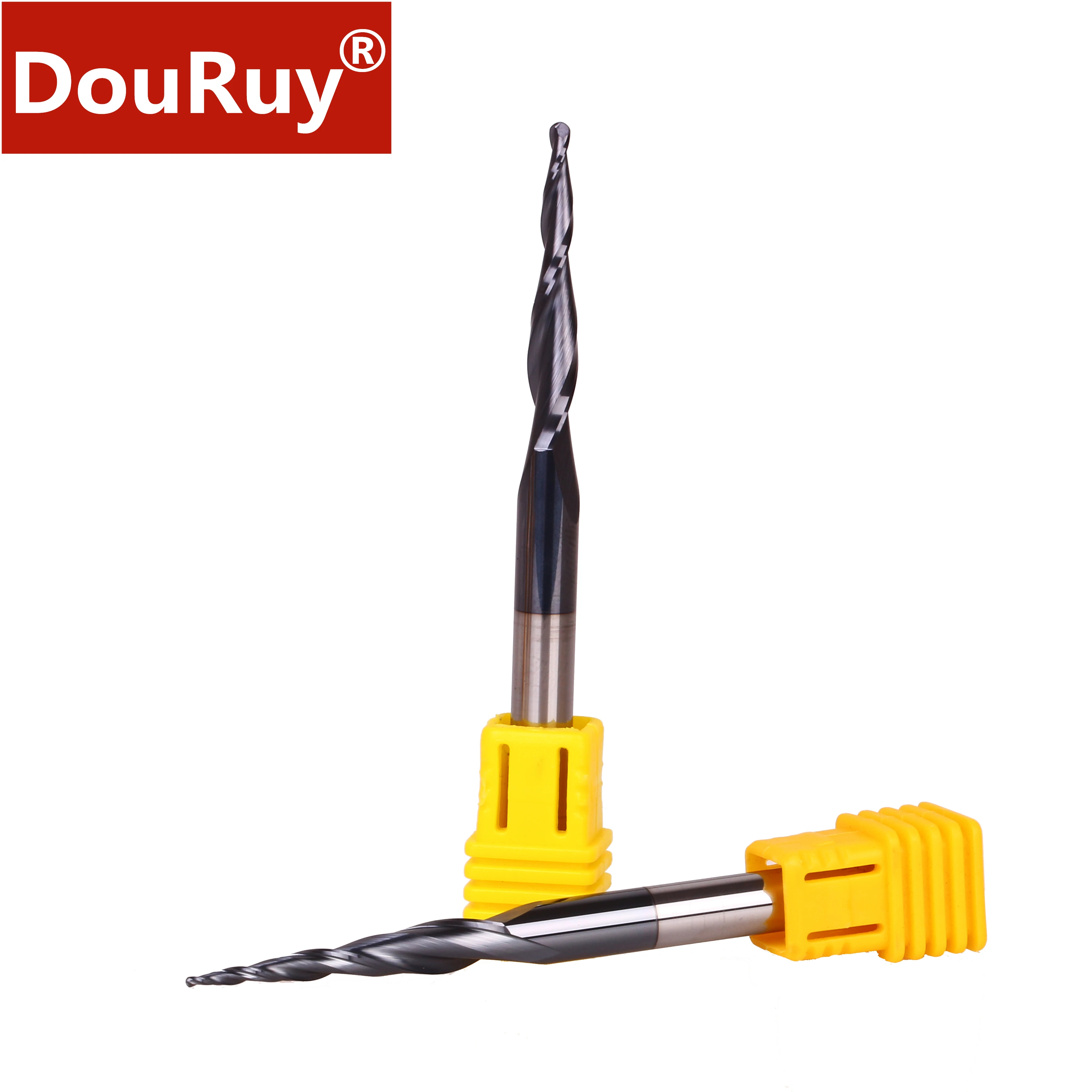 

5PCS D4-8mm HRC55 two flutes spiral slope ball nose carbide end mill cutter router bits for engraving woodworking metal
