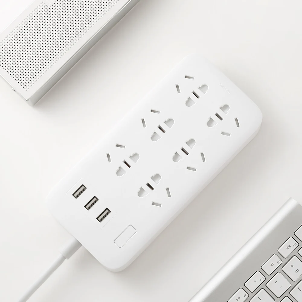 Адаптер питания Xiaomi Mijia 6 розеток портативный адаптер для путешествий и дома с 3 usb