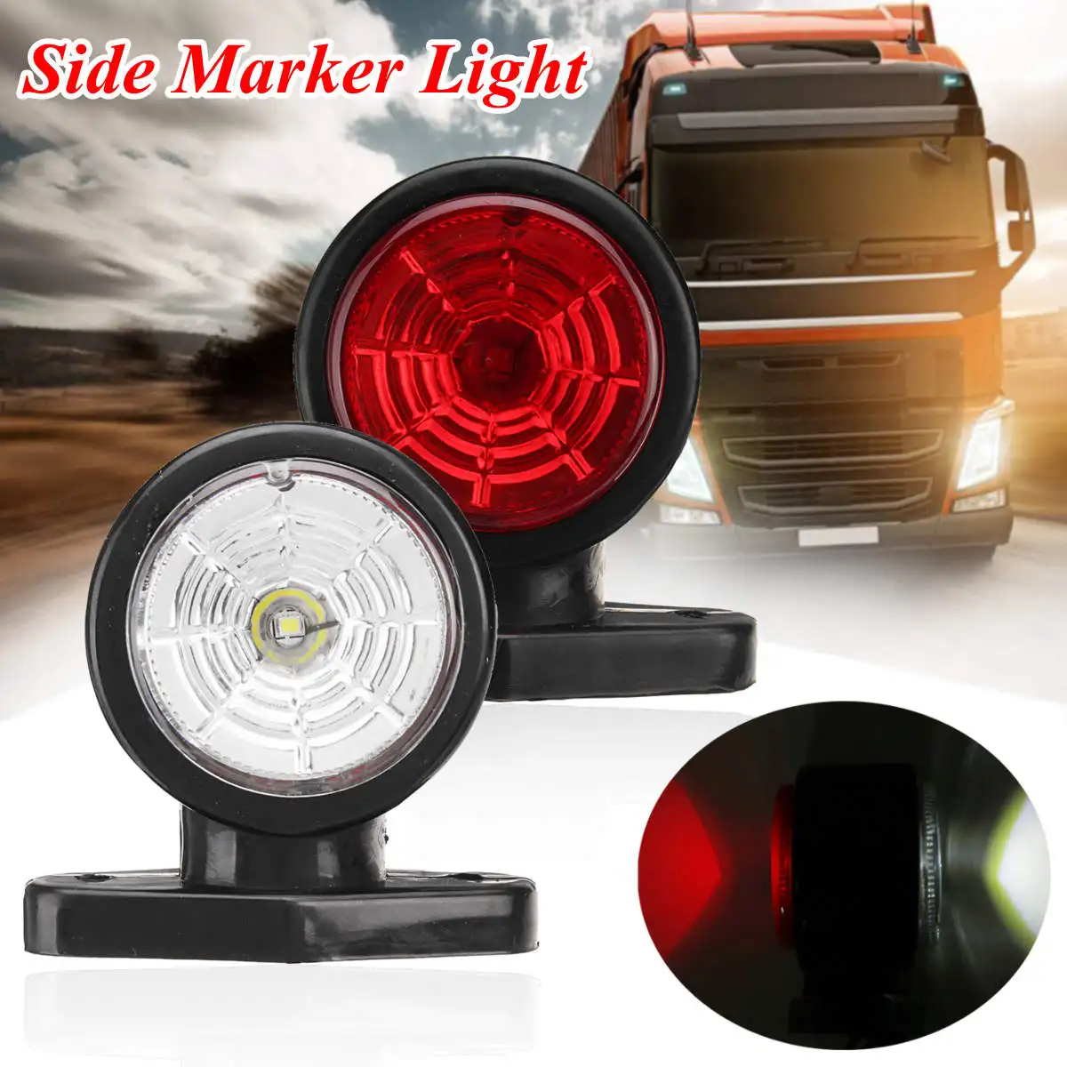 

2x 10-30V Clearance Light Red&White LED Truck Trailer Van Lorry Side Marker Indicator Light Lamp