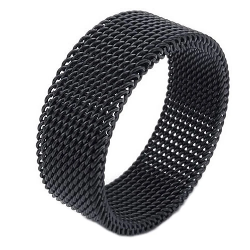 

Jewelry Men's Ring, Women's Ring, Stainless Steel, Flexible Sieve Mesh Band Ring, Black - Gr. 57 (18.1mm)