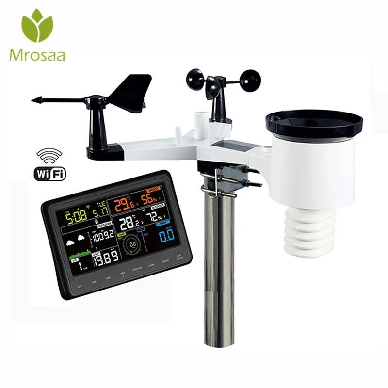 

Hot Wireless transmission Outdoor Inductor Clock weather station connect to WiFi for Temperature Humidity wind speed Time Clocks