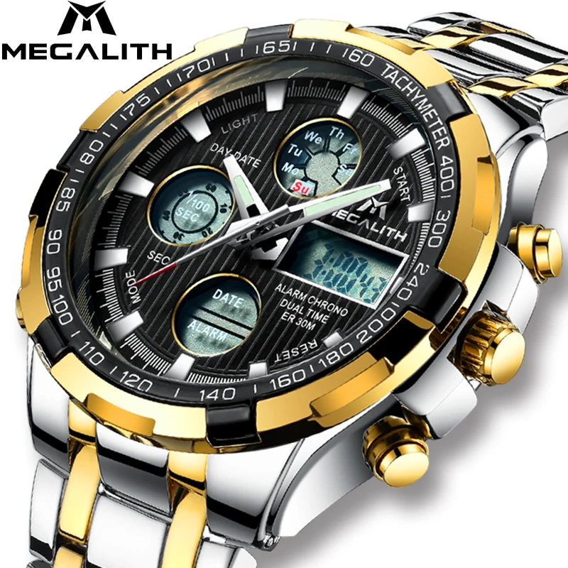 

MEGALITH 2019 New LED Digital Sports Watch Waterproof Chronograph Watch Men Luxury Business Military Quartz Watches Male Clock