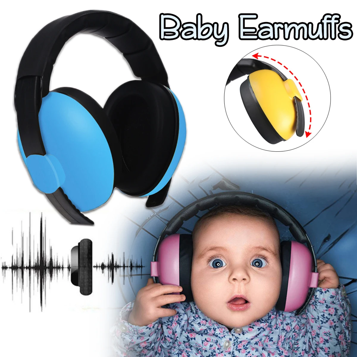1 pcs Adjustable Baby Earmuffs Hearing Protection Safety Earmuffs Noise