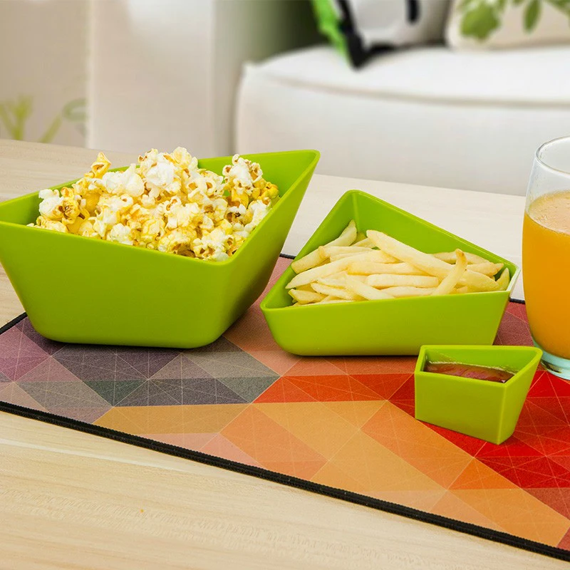 

More Function Geometry Modeling Fruits Disc Originality Three-in-one Snacks Bowl Plastic Mesh Division Nut Accept Sand Pull Bowl