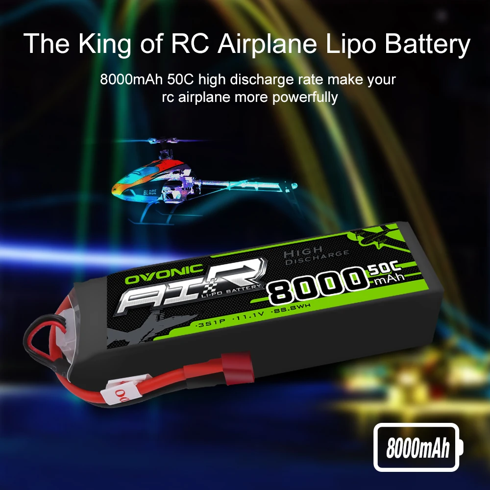 2 упаковки 11 1 V OVONIC 8000mAh 50C Lipo 3S батареи Deans вилка для 1/8 размера RC автомобиль