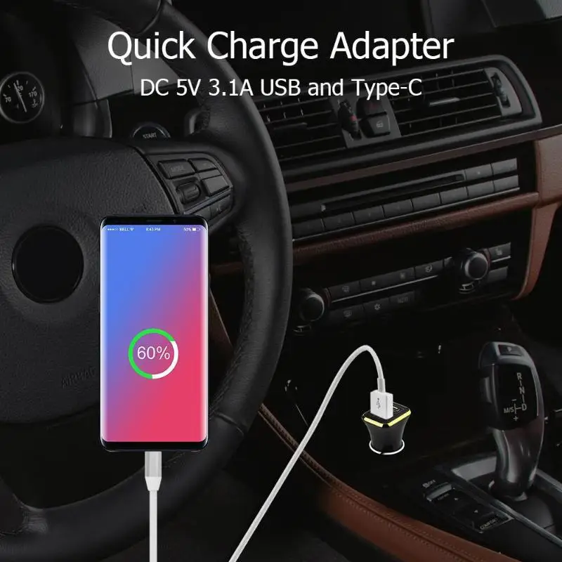 

DC 5V 3.1A USB Type-C PD Car Charger For Mobile Phone Quick Fast t Mobile Charger Adapter Car Electronics Accessories