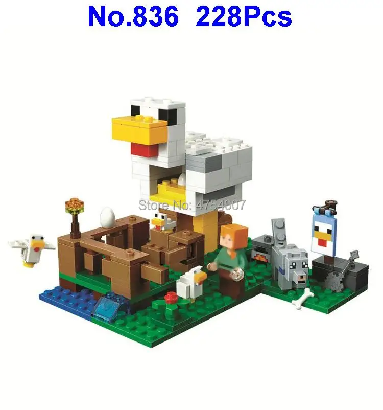 

836 228pcs my world chicken coop wolf baby chicken building blocks 21140 Toy