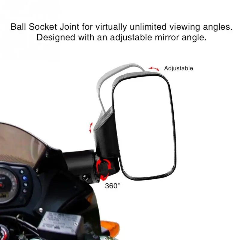 

Adjustable Motorcycle Side Rear View Mirror Convex Design for UTV Polaris Ranger RZR Can-Am Black Handle Bar Rearview