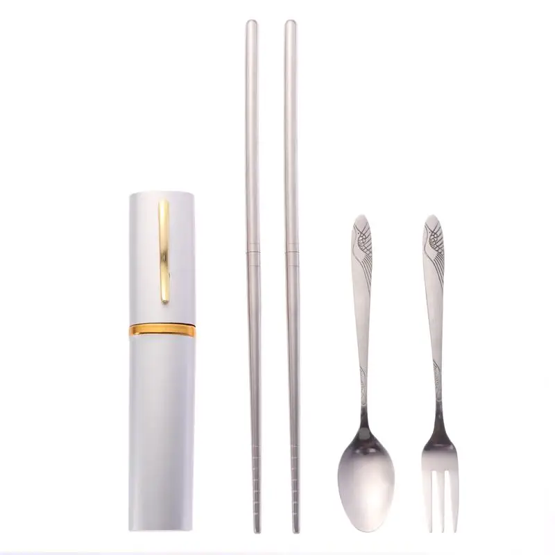 

Stainless Steel Portable Tableware Set Dinner Service Folding Chopsticks Spoon Fork Cutlery Set with Case