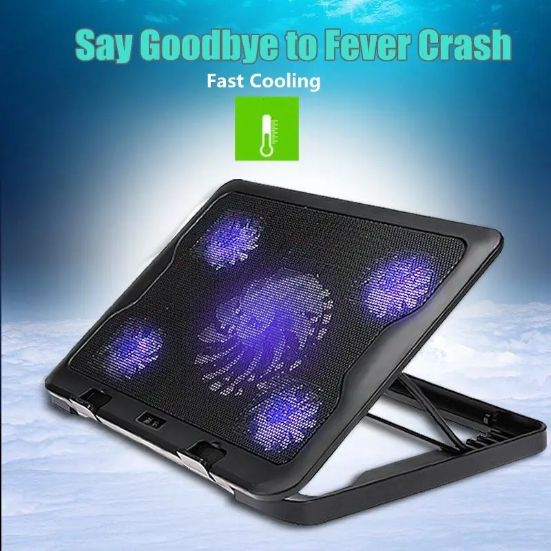 

5 Fans LED USB Cooling Adjustable Pad For Laptop Notebook 7-17inch Stand Pad for Laptop PC Usb Cooler For Notebook +USB Cord