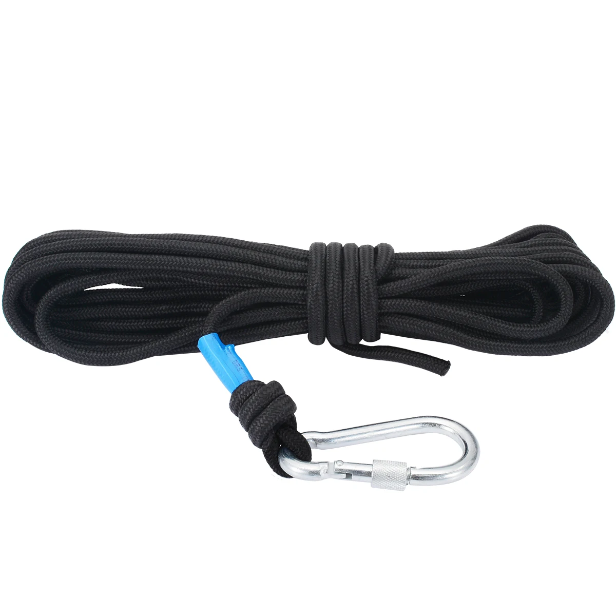 

10 Metre 8mm Nylon Rope With Safety Hook For Fishing Treasure Hunting Neodymium Recovery Detector Magnets Black