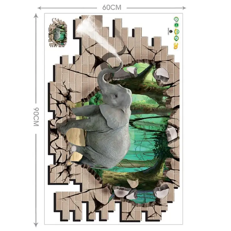 Стикер на стену, креативный 3D, африканский слон, съемный стикер для комнаты, цепь, мост, домашний стикер, слон, самоклеющаяся наклейка