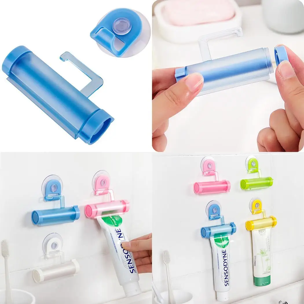 

Plastic Bathroom Tube Rolling Holder Sucker Squeezer Bathroom, Bedroom, etc 1Set Easy Toothpaste Dispenser