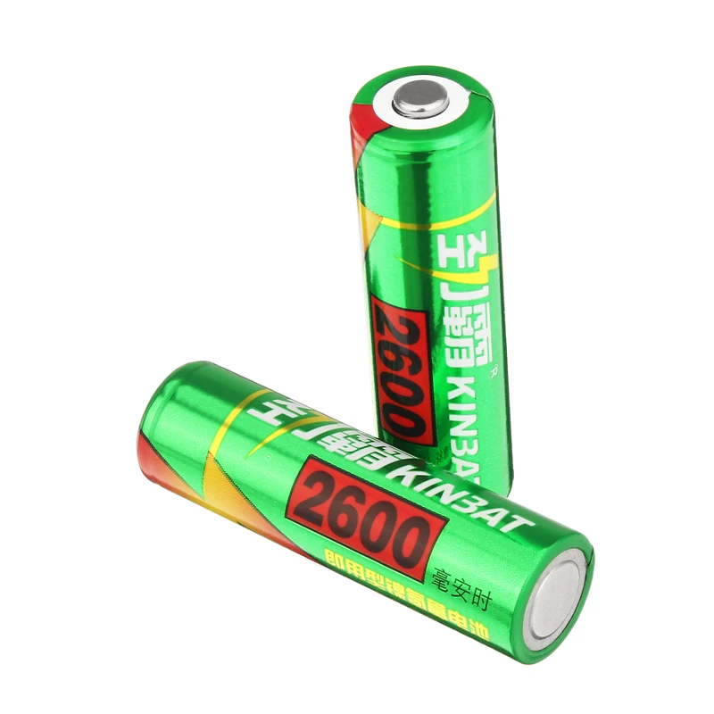 2 pcs AA 2600mA Ni MH Rechargeable Batteries NIMH Rechargeable AA