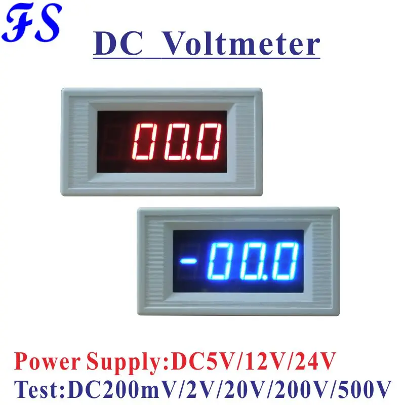 

YB5135A DC Voltage Meter DC 200mV 2V 20V 200V 500V LED Digital Voltmeter Power Supply DC 5V 12V 24V Volt Panel Meter 0.4'' White