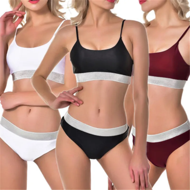 

Splicing Push Up Bikini 2019 Women Swimwear Patchwork Bikini Set Swimsuit Female Bathing Suit Red Black White Biquini Beach Suit