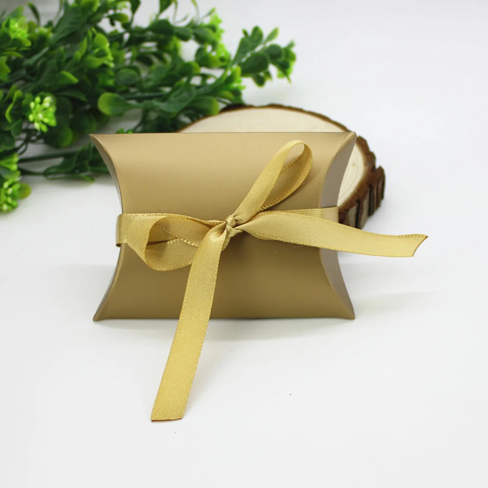 Золотая и Серебряная коробка для подушек время Золотая Мечта Свадебная коробочка для сладостей упаковочная подушка в форме подарочная сумка