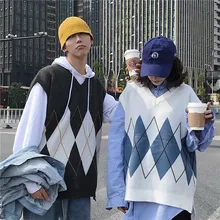 Мужской свитер Весна, стиль, пара, ретро, длинный рукав, свободный v-образный вырез, индивидуальная одежда для молодых мужчин