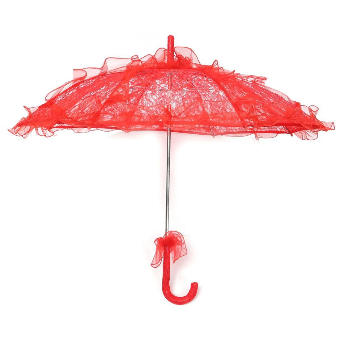 

Promotion! Portable Lace Parasol Wedding Lace Flower Wedding Bride Parasol Umbrella 60cm x 49cm