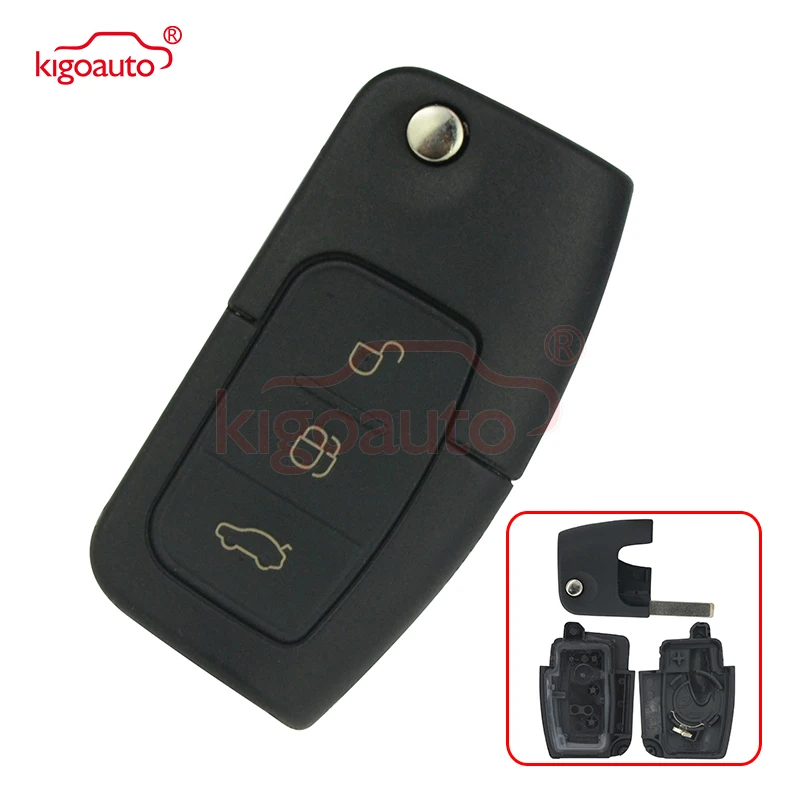 

Kigoauto Flip key shell HU101 for Ford Focus Kuga Escape Car Flip folding Remote key Case 3 Button
