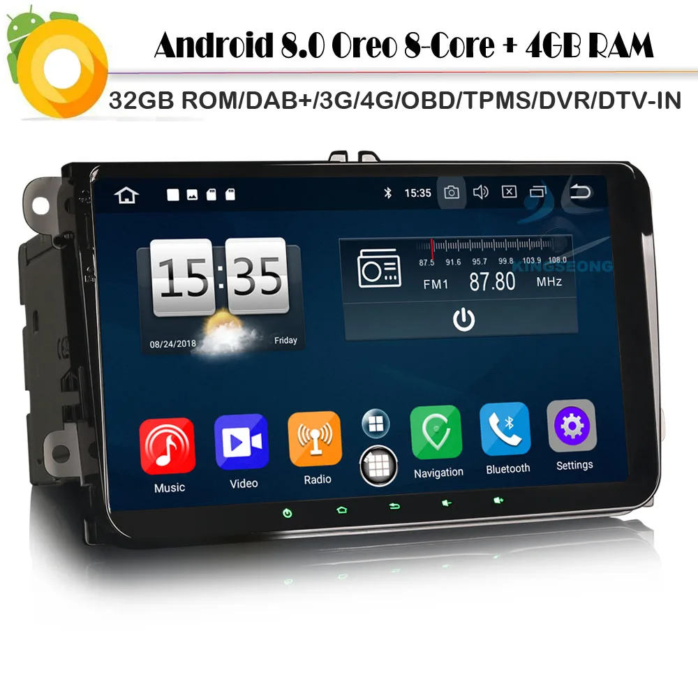 

9"Android 8.0 Autoradio Car stereo DAB+ Car GPS Navigation Player For VW PASSAT GOLF 5 6 EOS Bora T5 WiFi 4G Radio BT Sat Navi