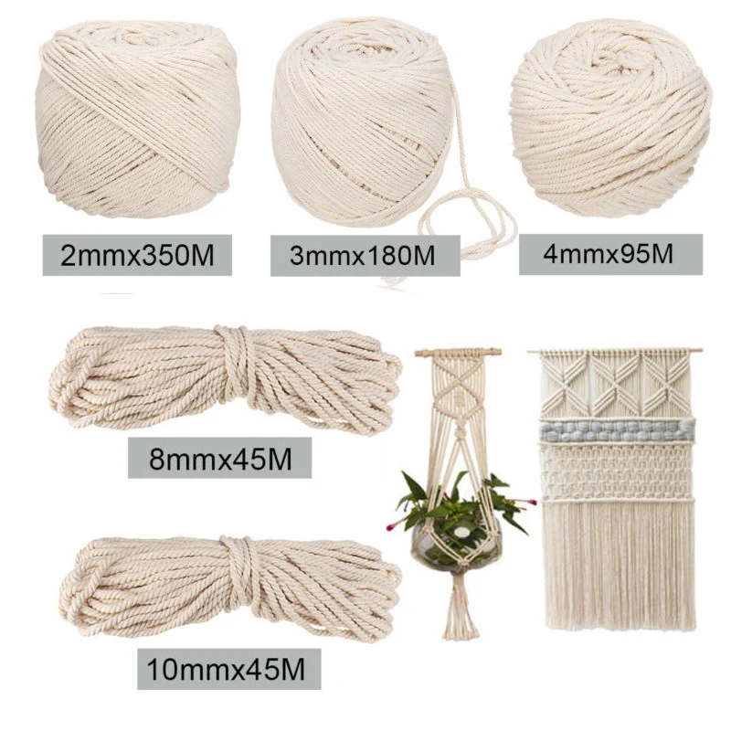 Koop Populaire 1mm 10mm Beige Katoen Twisted Cord Touw Craft Macrame Artisan String Art