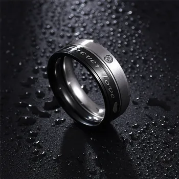 

RONGQING Letter Rings Fashion Jewelry 316 Stainless Steel 12pcs/pack His Always Her Forever Love Rings for women