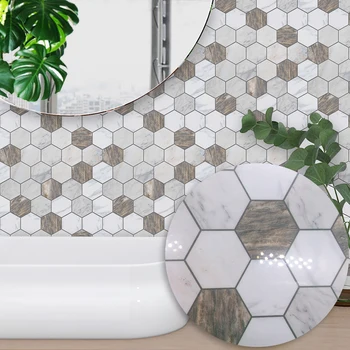 

15*15cm/20*20cm PVC Waterproof Self adhesive Tiles Wallpaper Furniture Brown and White Marble Sticker Wall Decal TS028