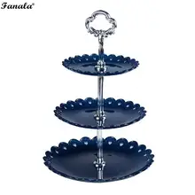 Праздничная трехслойная подставка для тортов десертов, синий, черный, белый, прозрачный стеллаж для хранения