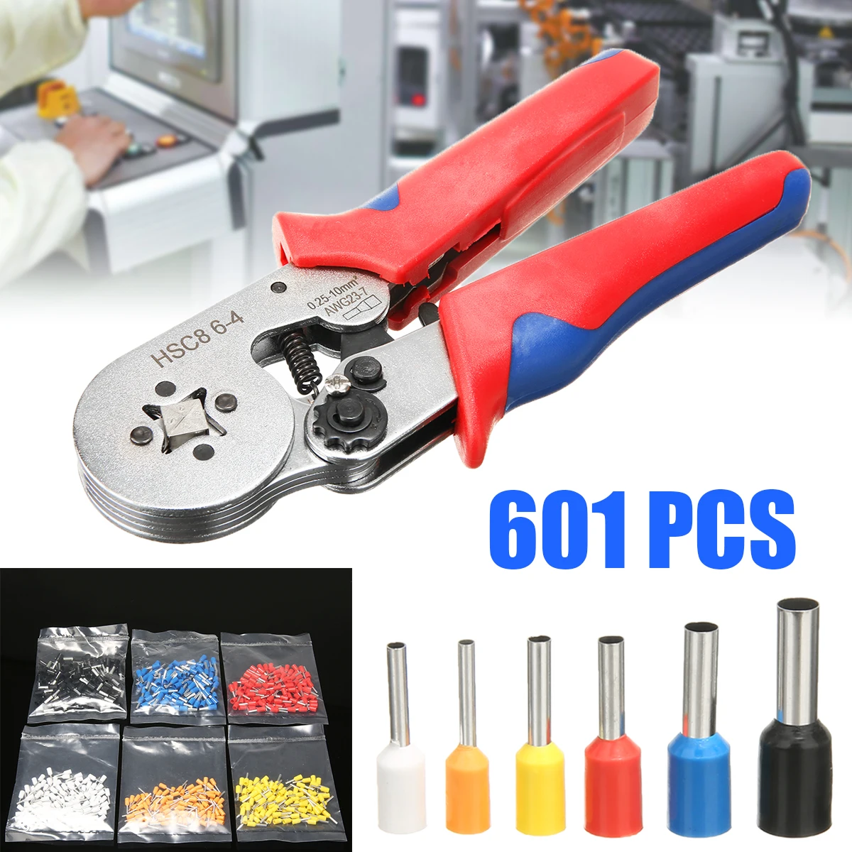 

1pc Crimping Pliers & 600pcs Wire End Ferrules Insulated Terminals 0.5-4mm2 Mini Round Nose Plier Tube Needle Terminal Tools