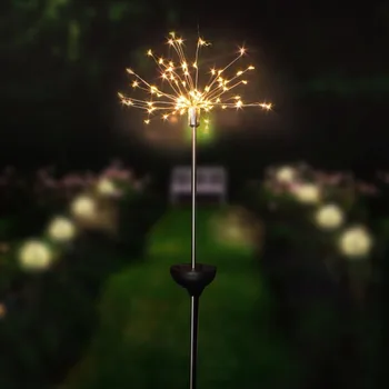 

120leds Solar Fireworks String Light 8 Modes Outdoor Waterproof Explosion Balls Sliver Wire light for Holiday Wedding Christmas