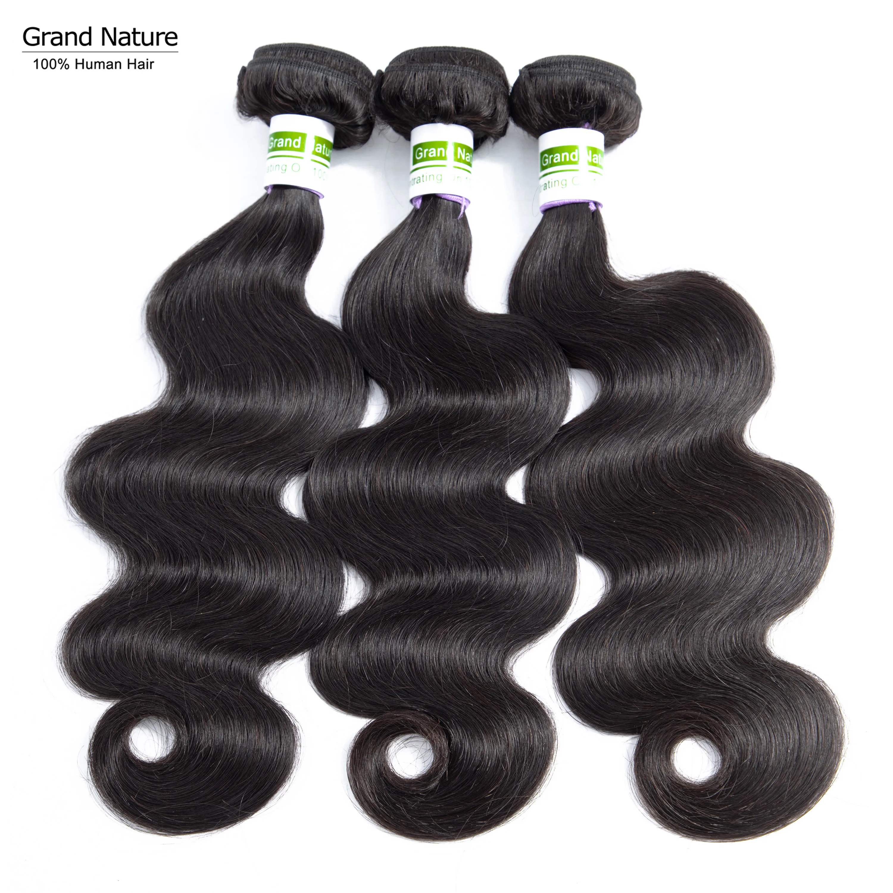 Grand Natural 10A Virgin Hair ткет бразильские волнистые человеческие волосы один пучок натуральный черный один Даритель может быть окрашен и отбелен