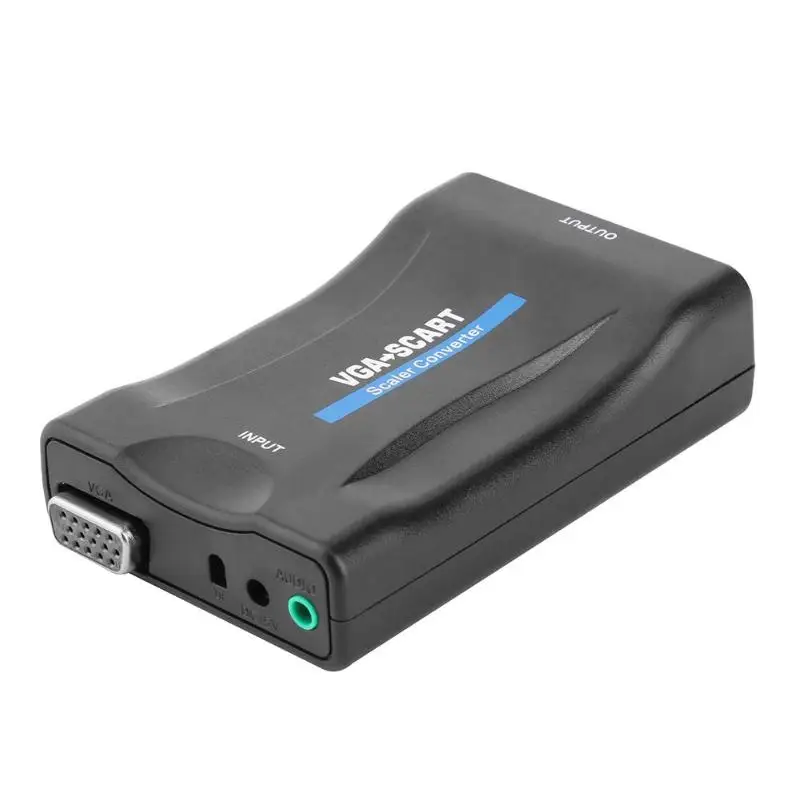 

mini VGA to SCART Video Audio Converter Adapter with Remote Control USB Cable VGA signal input port Support 2K