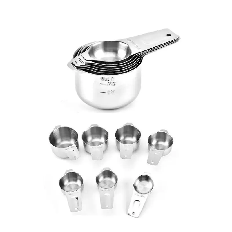 

10 Pcs Stainless Steel Measuring Cup Tea Coffee Metal Measuring Spoon Scoop Tools Set for Cooking Kitchen Gadget Drop shipping