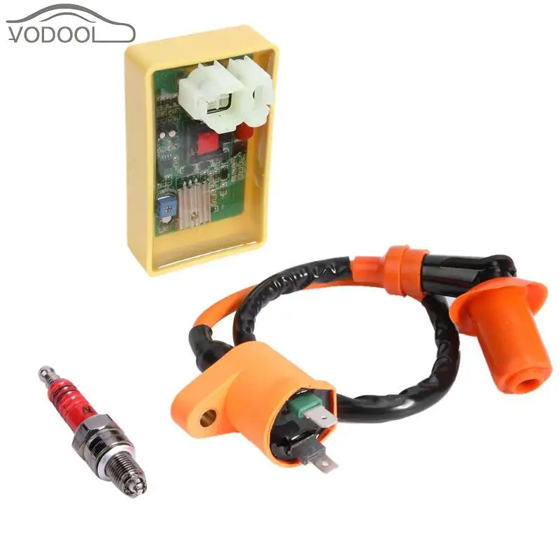 

3pcs/set Motorcycle 6Pin DC CDI+Ignition Coil+ A7TC Spark Plug Motorbike Ignition Accessories Kit For GY6 50 250cc Scooter Moped