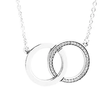 FANDOLA, ювелирное изделие, 925 пробы, серебряная цепочка, логотип, круги, ожерелье с прозрачным CZ, модное ожерелье s для женщин, сделай сам, подвески, ювелирное изделие