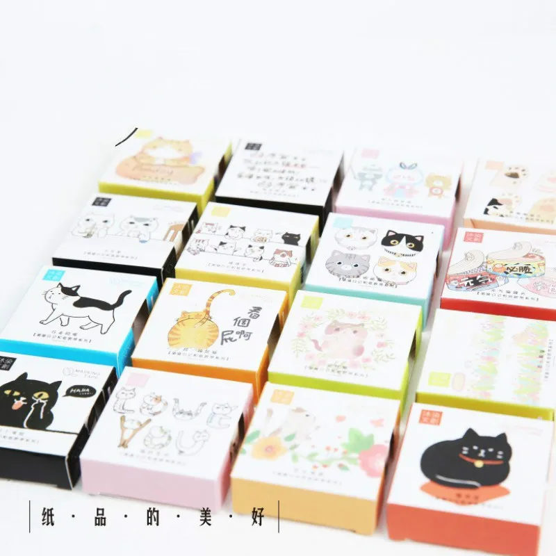 Креативная клейкая лента Kawaii С мультяшным котом, милая декоративная настольная лента для творчества, дневник, бумажная клейкая лента васи, стационарная наклейка для школы 024036