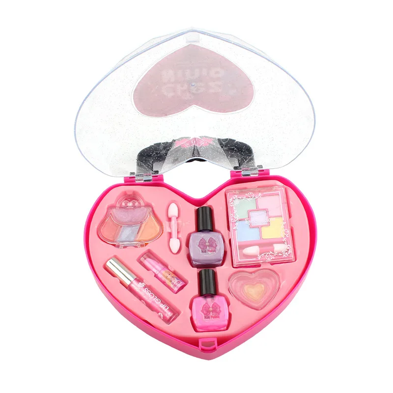

Childrens Makeup Toys Heart Shaped Handbag Make Up Water Soluble Cosmetics Toys