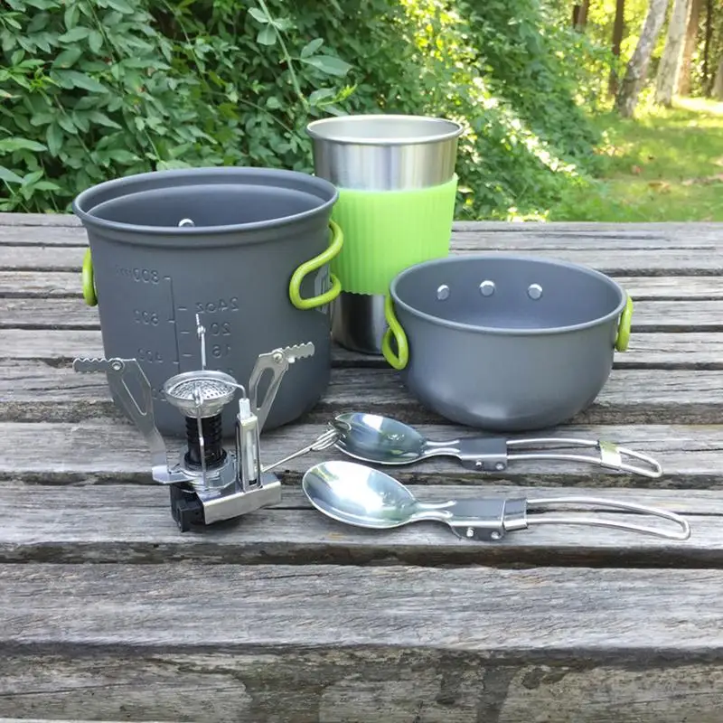 Utensilios de cocina Ultra ligeros para Camping juego de vajilla para exteriores senderismo Picnic Backpacking Camping vajilla olla para 1 o 2 Perso