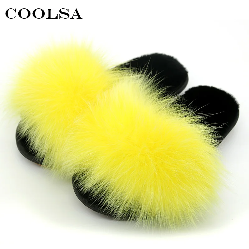 Coolsa/высококачественные женские шерстяные тапочки; пушистые шлепанцы с натуральным мехом; мягкие теплые домашние Вьетнамки для женщин; повседневная обувь из пушистого плюша