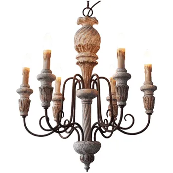 

American chandelier ceiling lamps lights for lving room hanglamp Old wood industry retro bar dining room country light fixtures