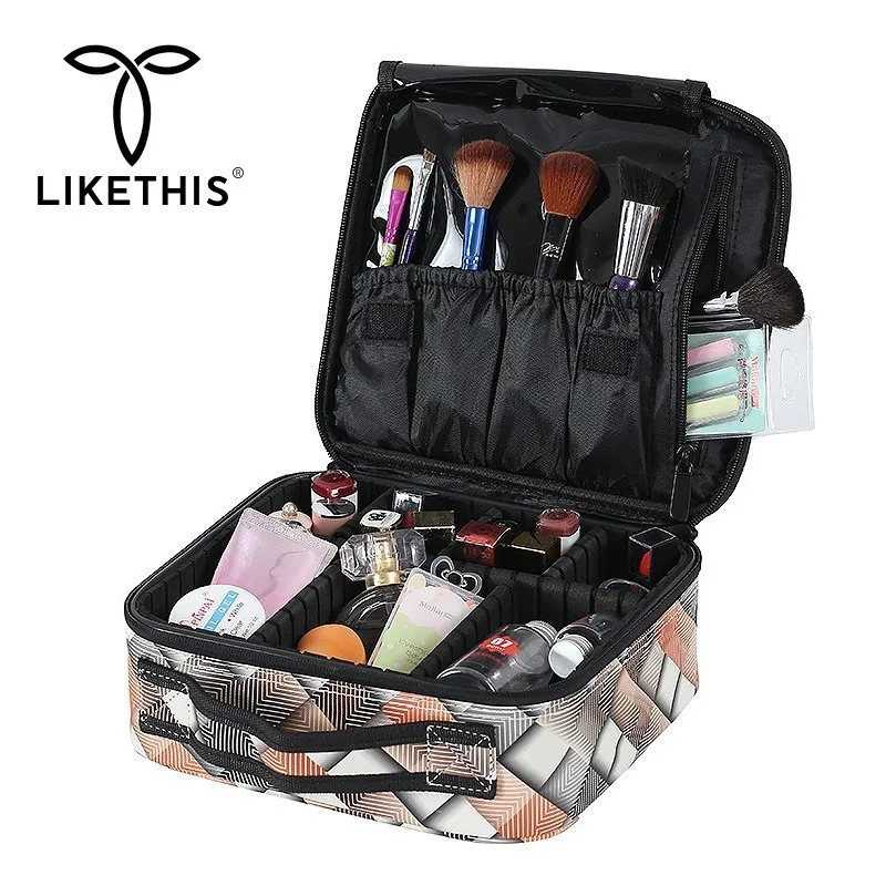 

LIKETHIS Brand Women Cosmetic Bags Travel Cosmetic Organizer Case Portable Professional High Quality Hard Makeup Bag Designers