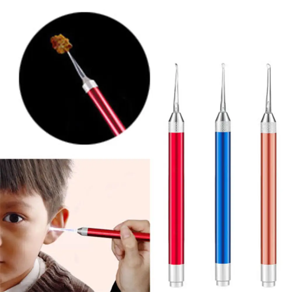 

Flashlight Earpick Spoon Ear Cleaner Device LED Light Wax Curette Remover Tool Ear Syringe