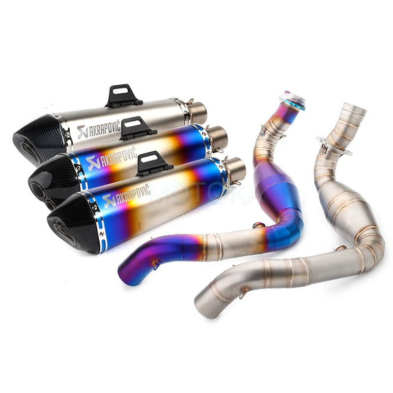 

G310GS G310R Motorcycle Modified Exhaust Akrapovic Racing System 470mm Carbon Fiber Tip Slip On 51mm Muffler With Mid Link Pipe