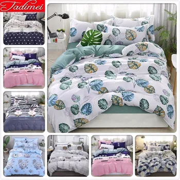 

Green Leaves Pattern Duvet Cover 3/4 Pcs Bedding Set Adult Kids Cotton Bed Linen Coverlet Single Full Queen King Size Bedspreads